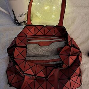 Avant-Garde Red Geometric Tote